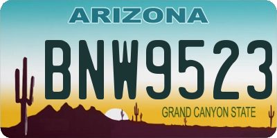 AZ license plate BNW9523