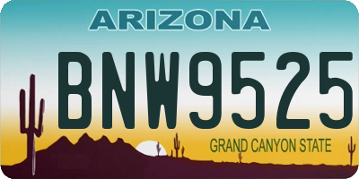AZ license plate BNW9525