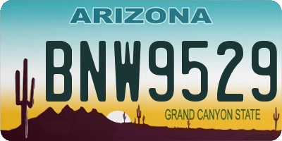 AZ license plate BNW9529