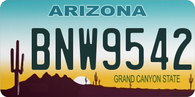 AZ license plate BNW9542
