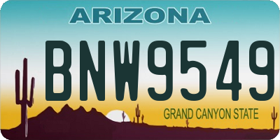 AZ license plate BNW9549