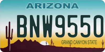 AZ license plate BNW9550