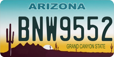 AZ license plate BNW9552