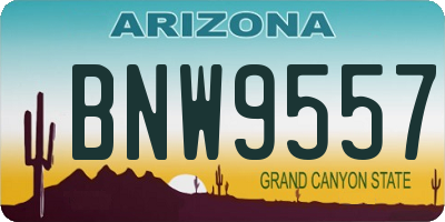 AZ license plate BNW9557