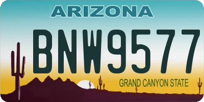 AZ license plate BNW9577