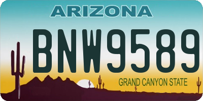 AZ license plate BNW9589