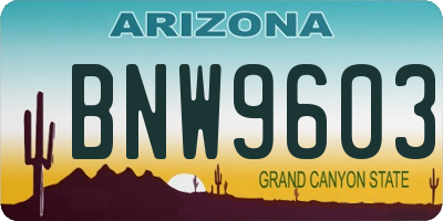 AZ license plate BNW9603