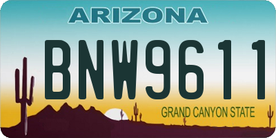 AZ license plate BNW9611