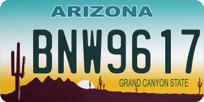 AZ license plate BNW9617