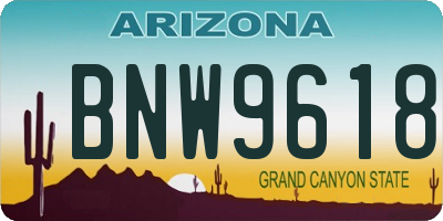 AZ license plate BNW9618
