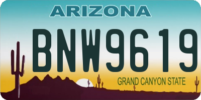 AZ license plate BNW9619