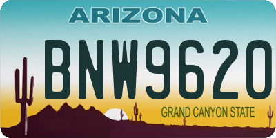 AZ license plate BNW9620