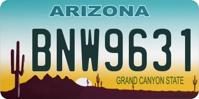 AZ license plate BNW9631