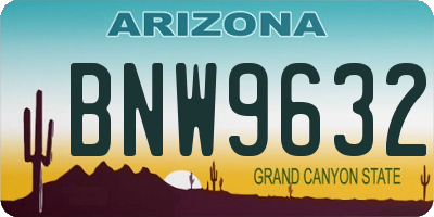 AZ license plate BNW9632