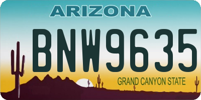 AZ license plate BNW9635