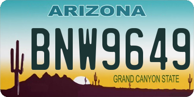 AZ license plate BNW9649