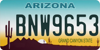 AZ license plate BNW9653