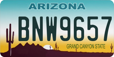 AZ license plate BNW9657
