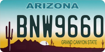 AZ license plate BNW9660