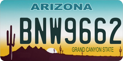AZ license plate BNW9662