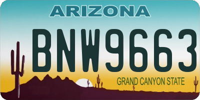 AZ license plate BNW9663