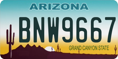 AZ license plate BNW9667