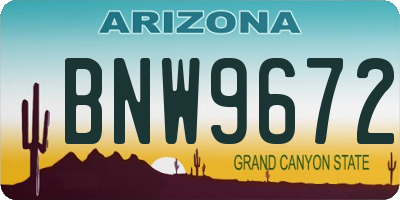 AZ license plate BNW9672