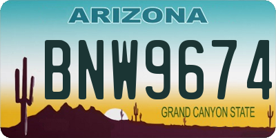 AZ license plate BNW9674