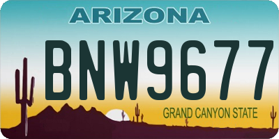 AZ license plate BNW9677