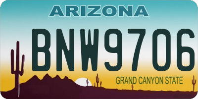 AZ license plate BNW9706