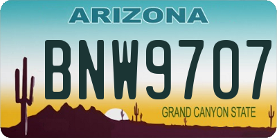 AZ license plate BNW9707