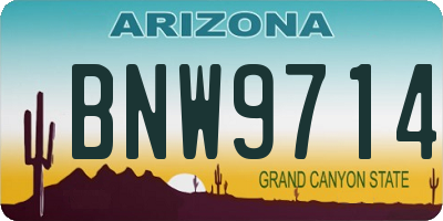 AZ license plate BNW9714