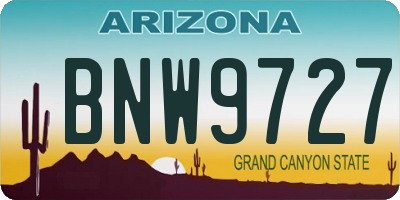 AZ license plate BNW9727