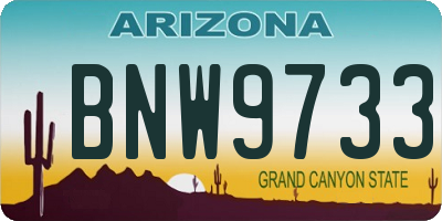 AZ license plate BNW9733