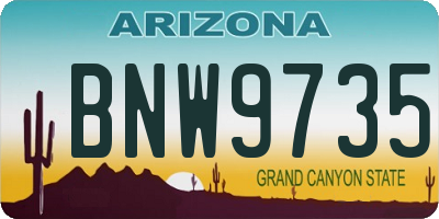 AZ license plate BNW9735