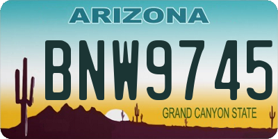 AZ license plate BNW9745