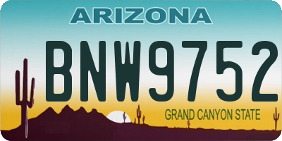 AZ license plate BNW9752