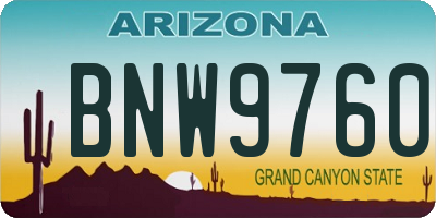 AZ license plate BNW9760