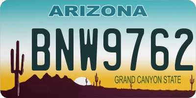 AZ license plate BNW9762
