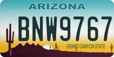 AZ license plate BNW9767