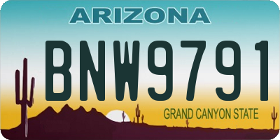 AZ license plate BNW9791