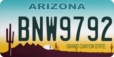 AZ license plate BNW9792