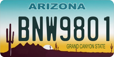 AZ license plate BNW9801