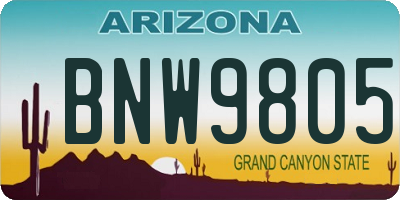 AZ license plate BNW9805