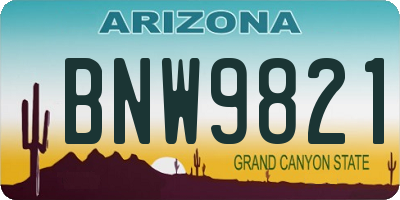 AZ license plate BNW9821