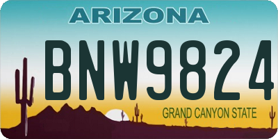 AZ license plate BNW9824