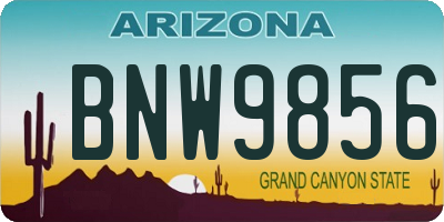 AZ license plate BNW9856