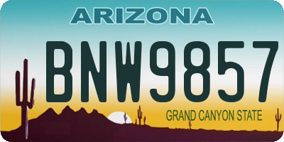 AZ license plate BNW9857