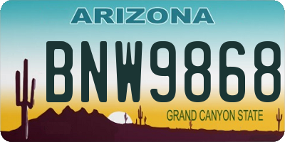 AZ license plate BNW9868
