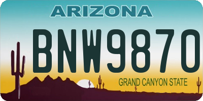 AZ license plate BNW9870
